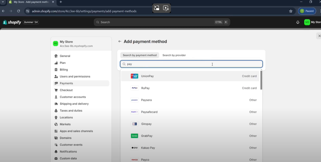 Efficiently search for and add new payment providers in Shopify. A step-by-step guide to expanding your payment options.