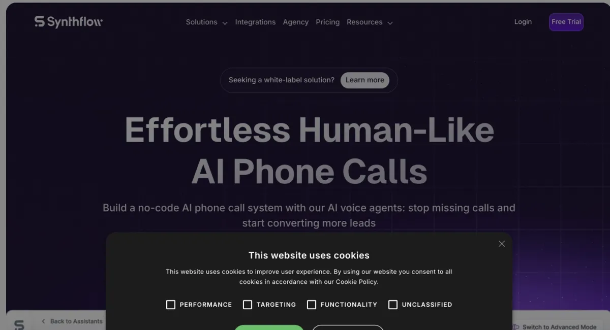 Synthflow AI website