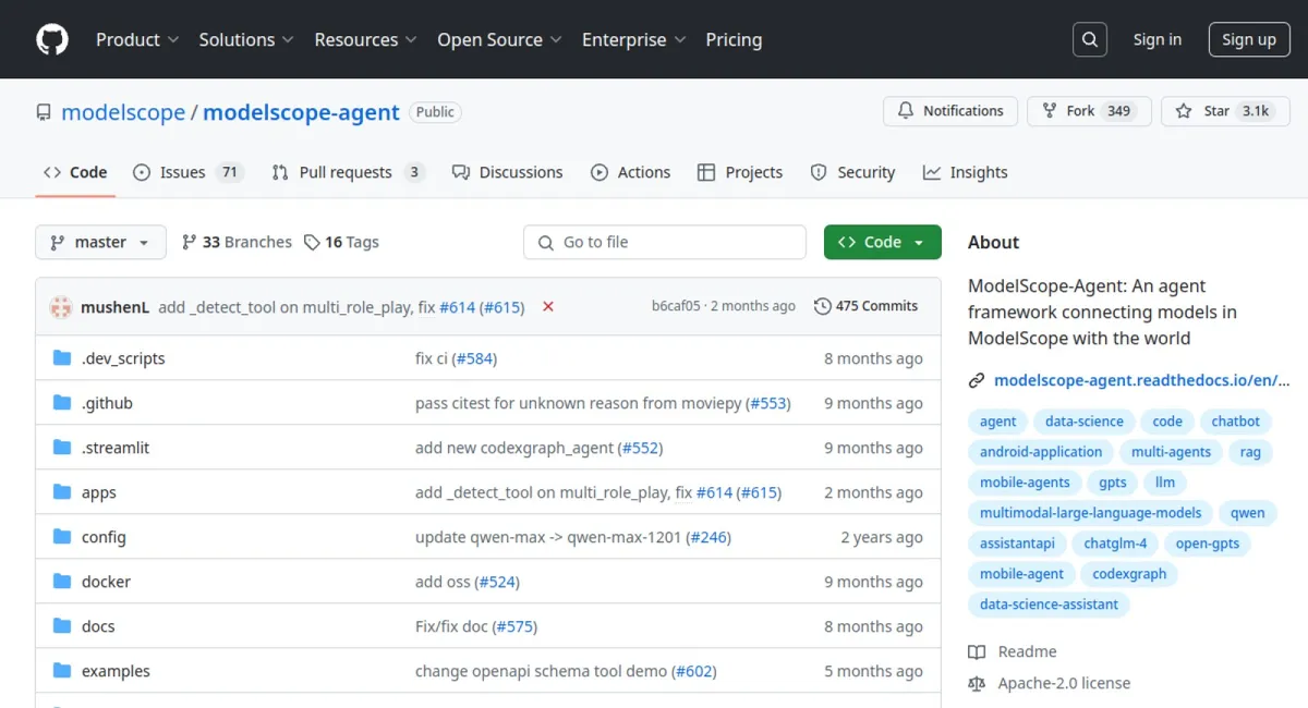 Modelscope-Agent website