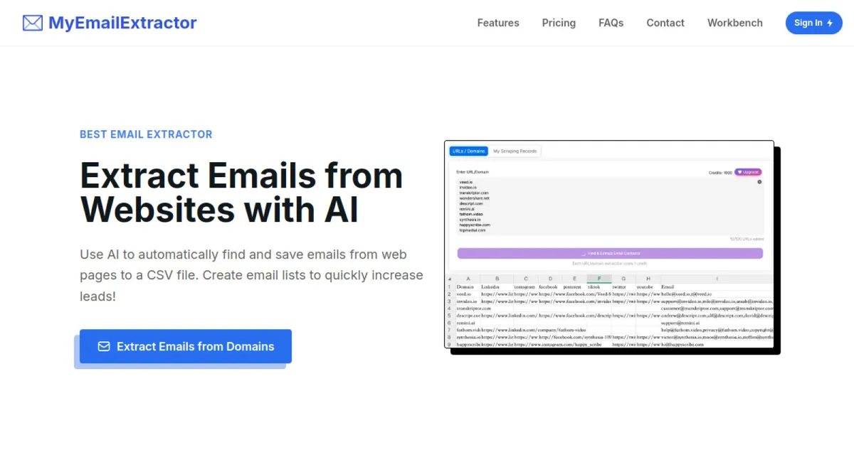 Email AI Extractor website
