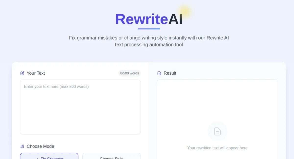 Rewrite AI website