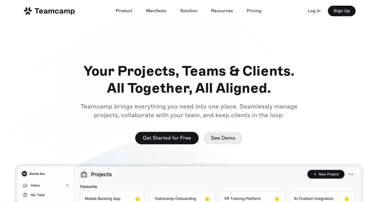 Teamcamp website