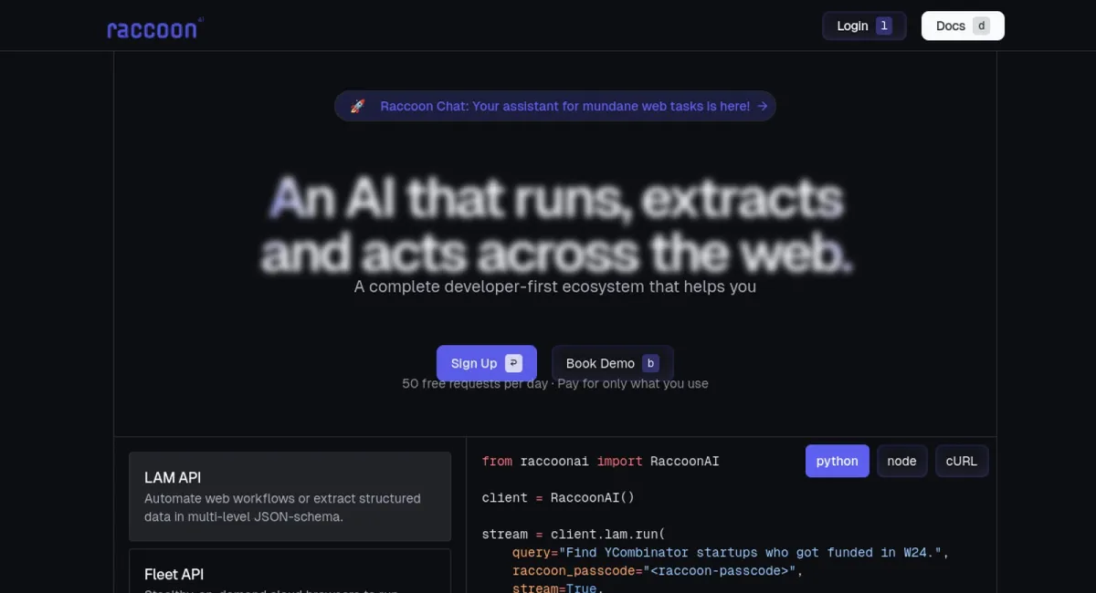 Raccoon AI website