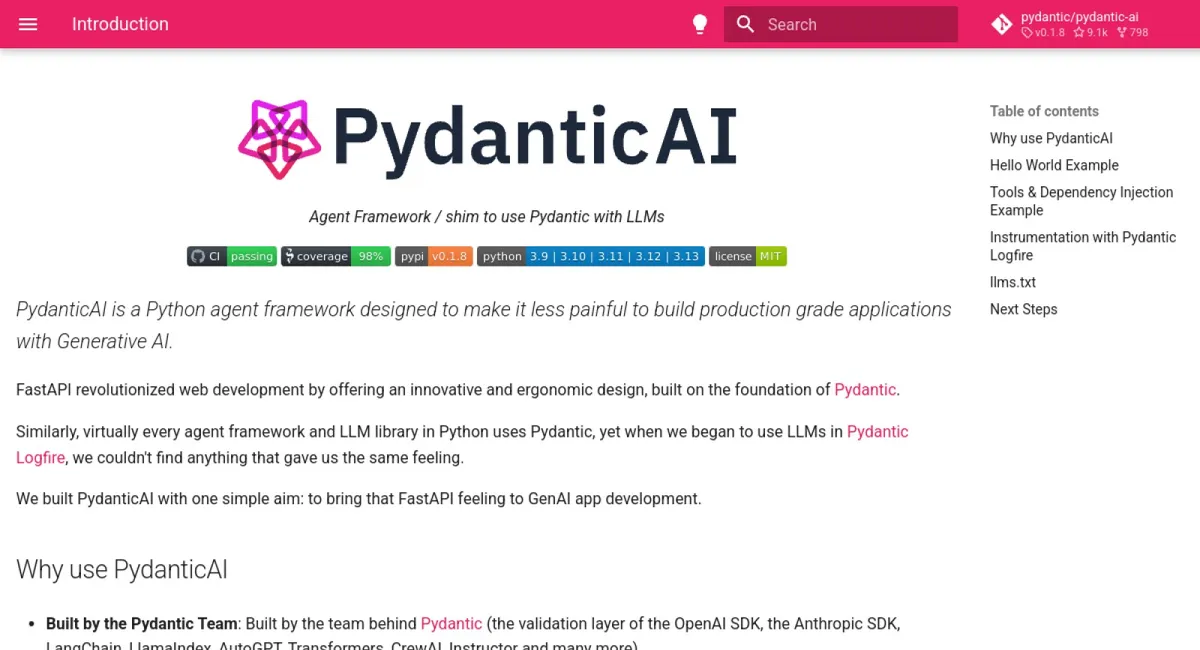 PydanticAI website