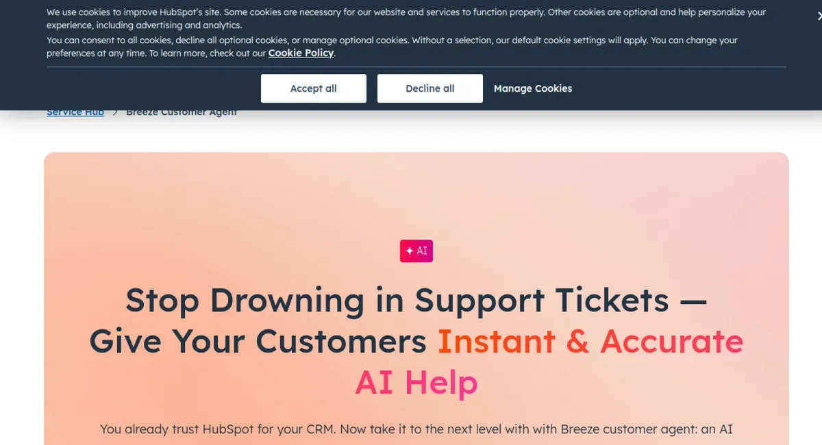 Breeze Customer Agent website