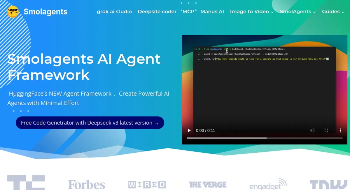 Smolagents AI Agent website