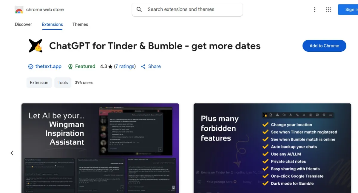 ChatGPT for Tinder and Bumble website