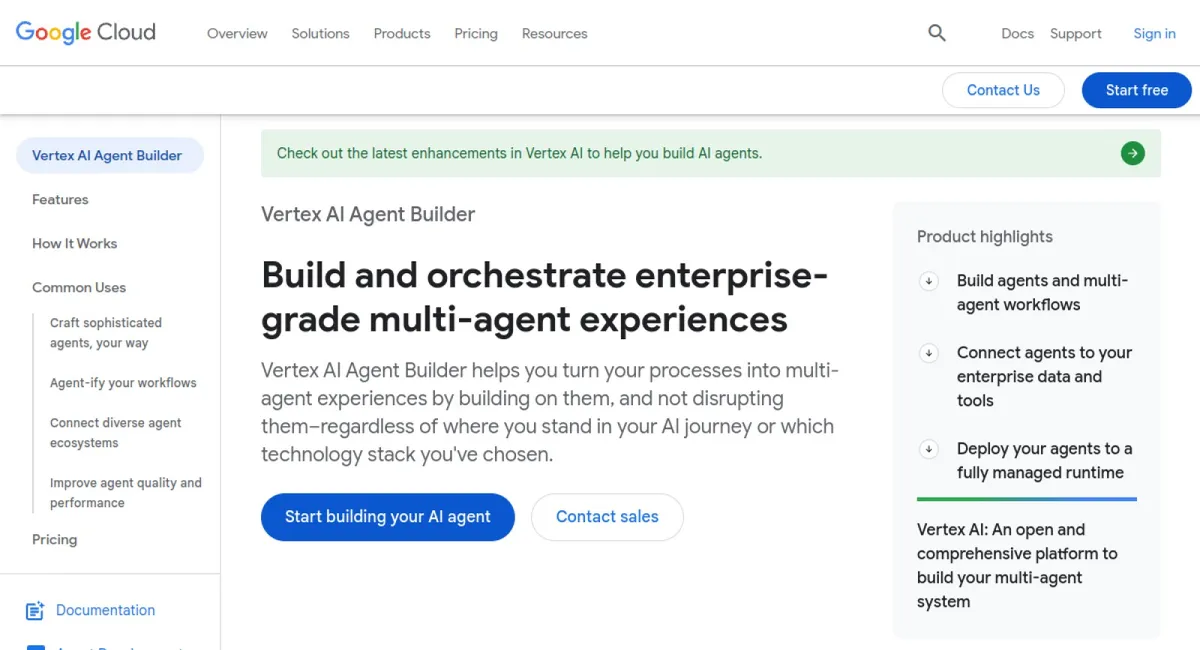 Vertex AI Agent Builder website
