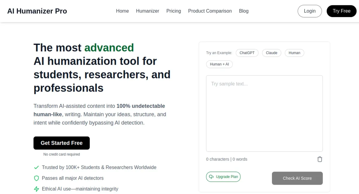 AI Humanizer Pro website