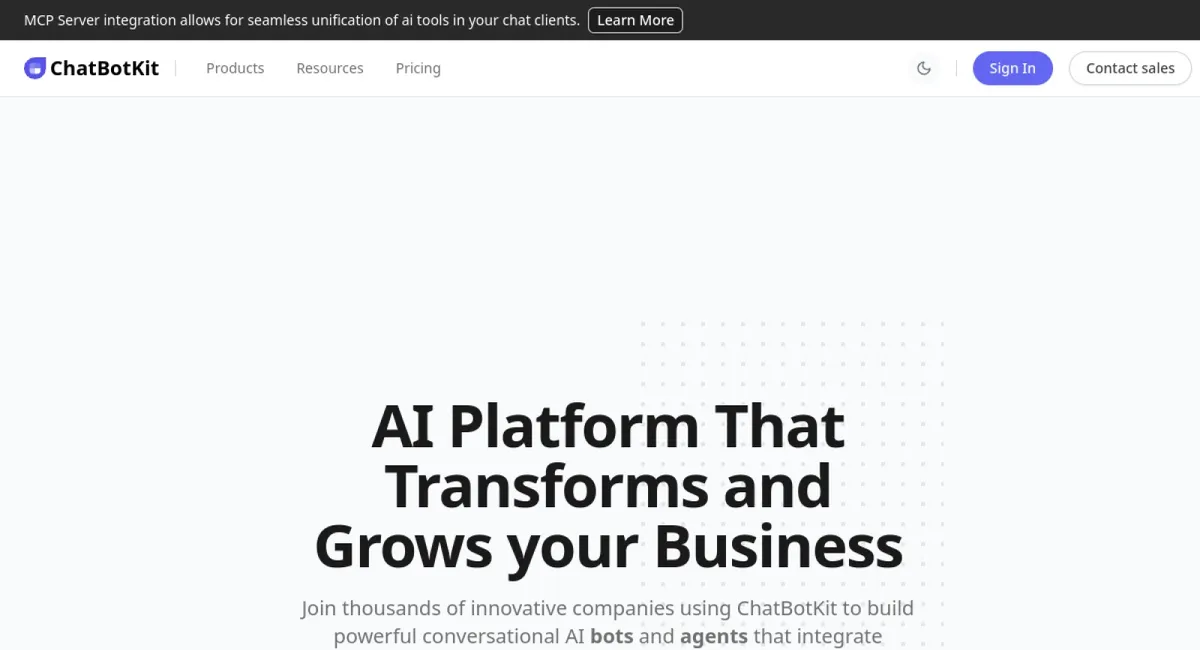 ChatBotKit website