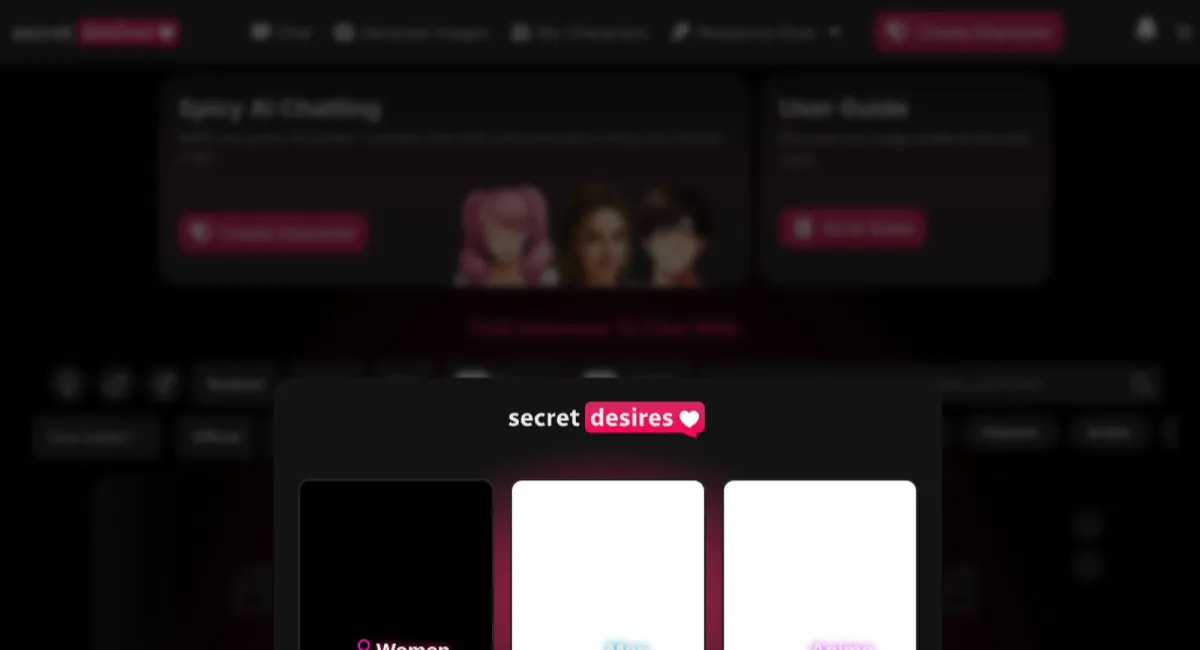 Secret Desires AI website