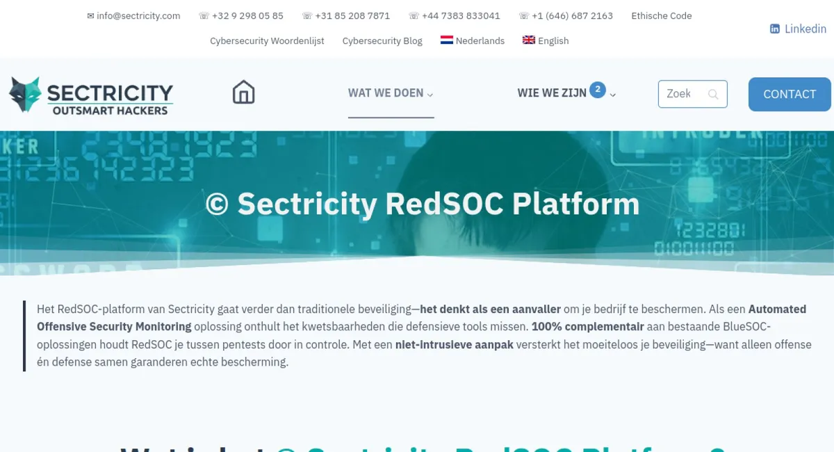 Sectricity RedSOC Platform website