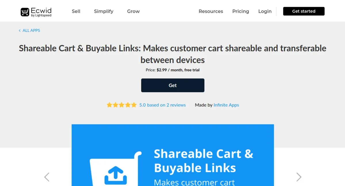Shareable Cart & Buyable Links: Makes customer cart shareable and transferable between devices cover