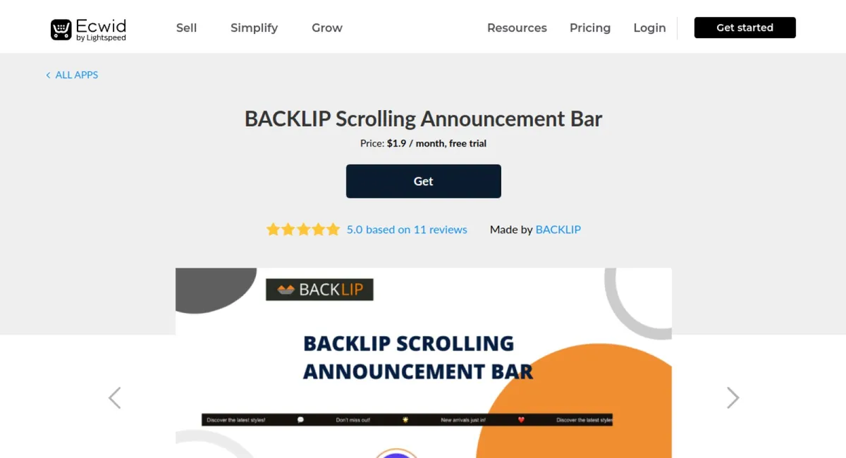 BACKLIP Scrolling Announcement Bar cover