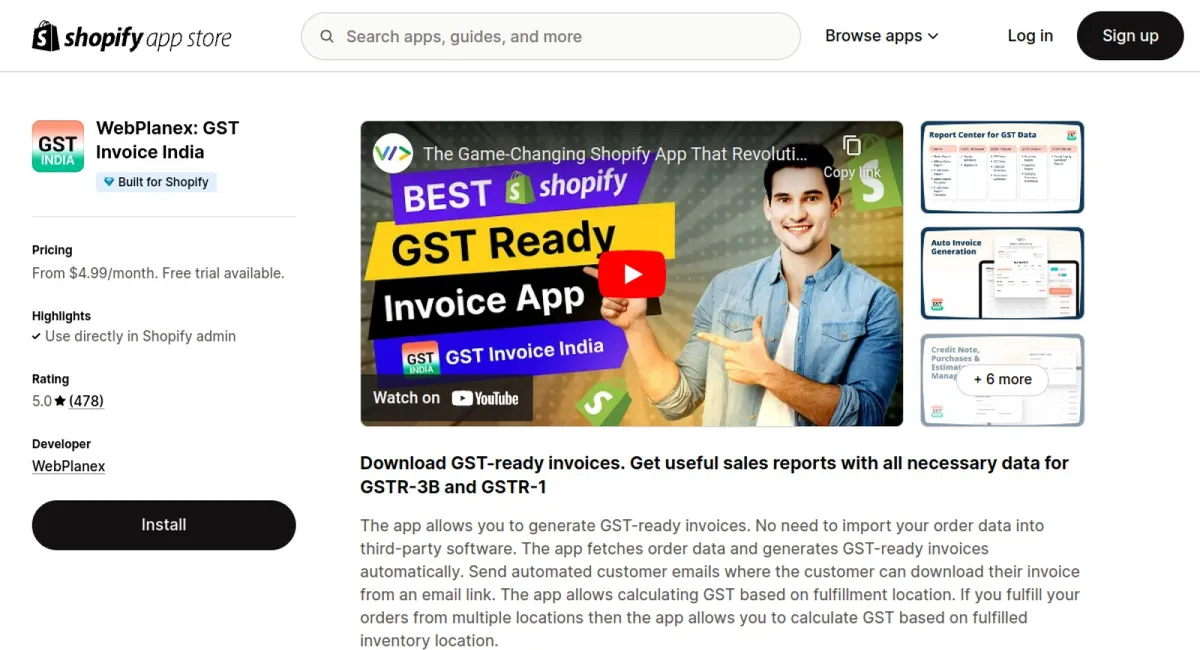 WebPlanex: GST Invoice India cover