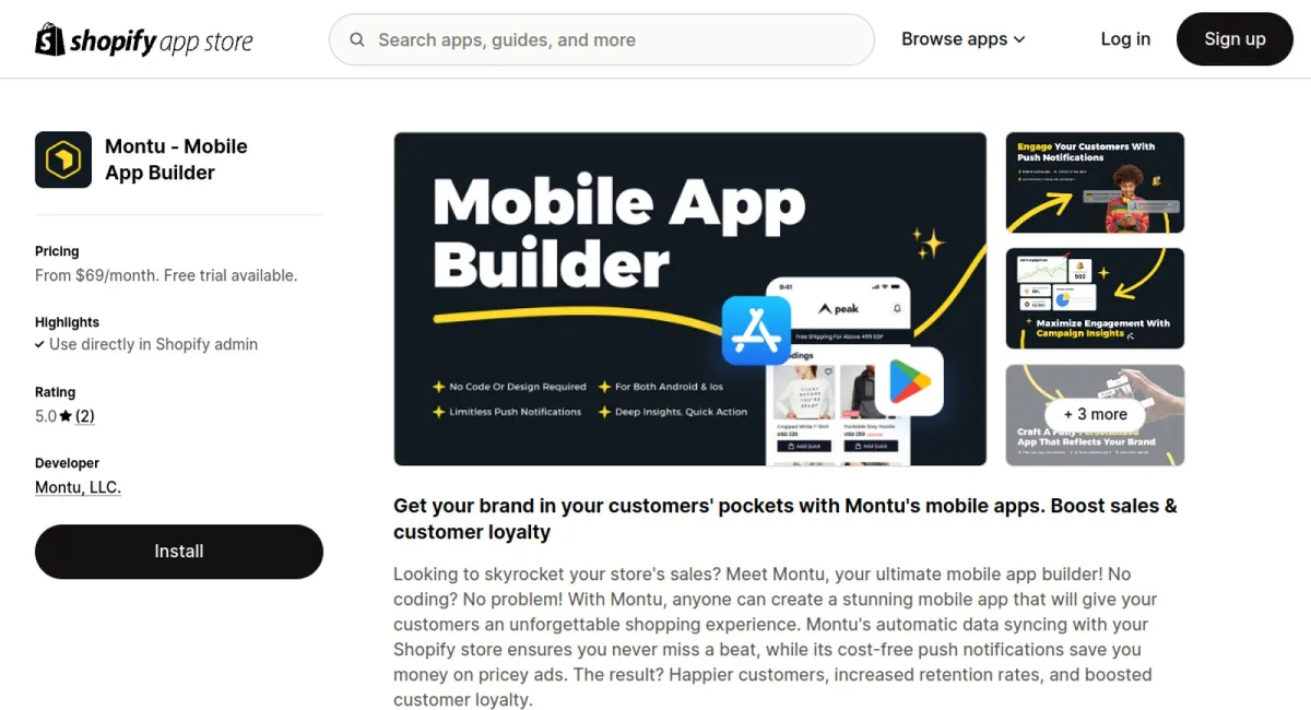 Montu ‑ Mobile App Builder cover