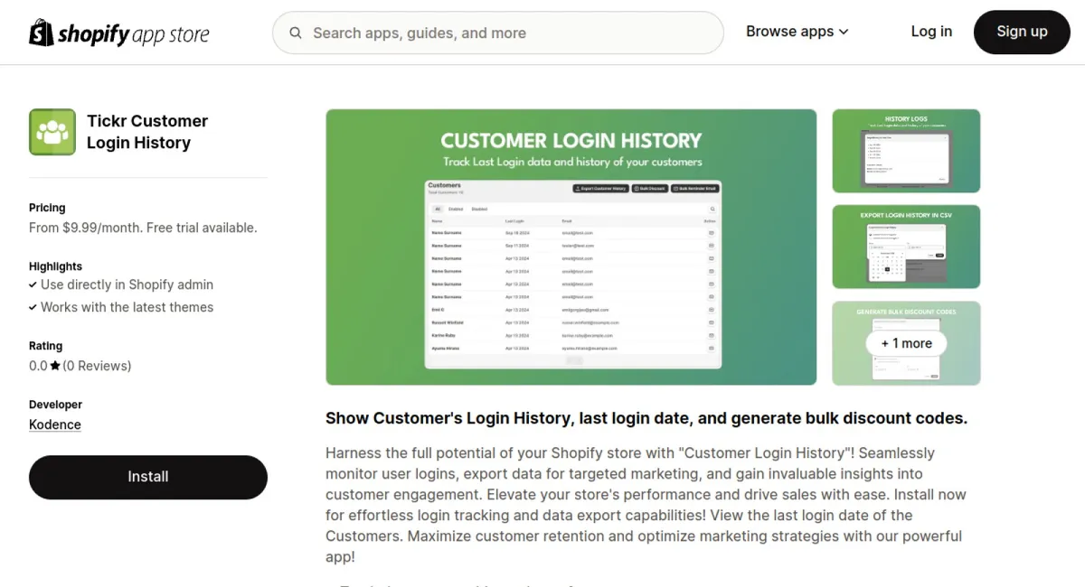 Tickr Customer Login History cover