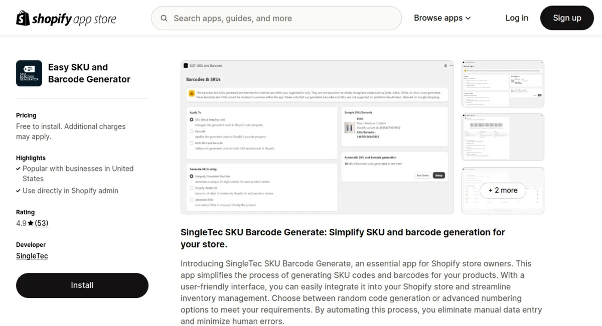 Easy SKU and Barcode Generator cover