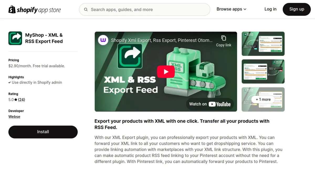 MyShop ‑ XML &amp; RSS Export Feed cover