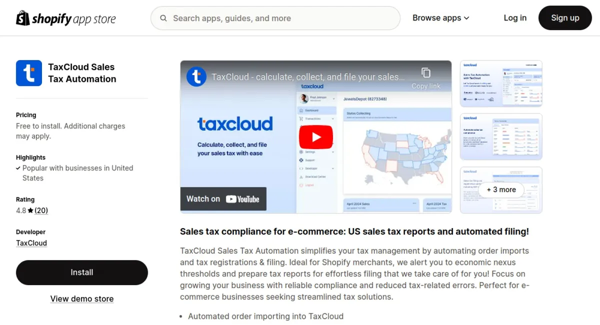 TaxCloud Sales Tax Automation cover