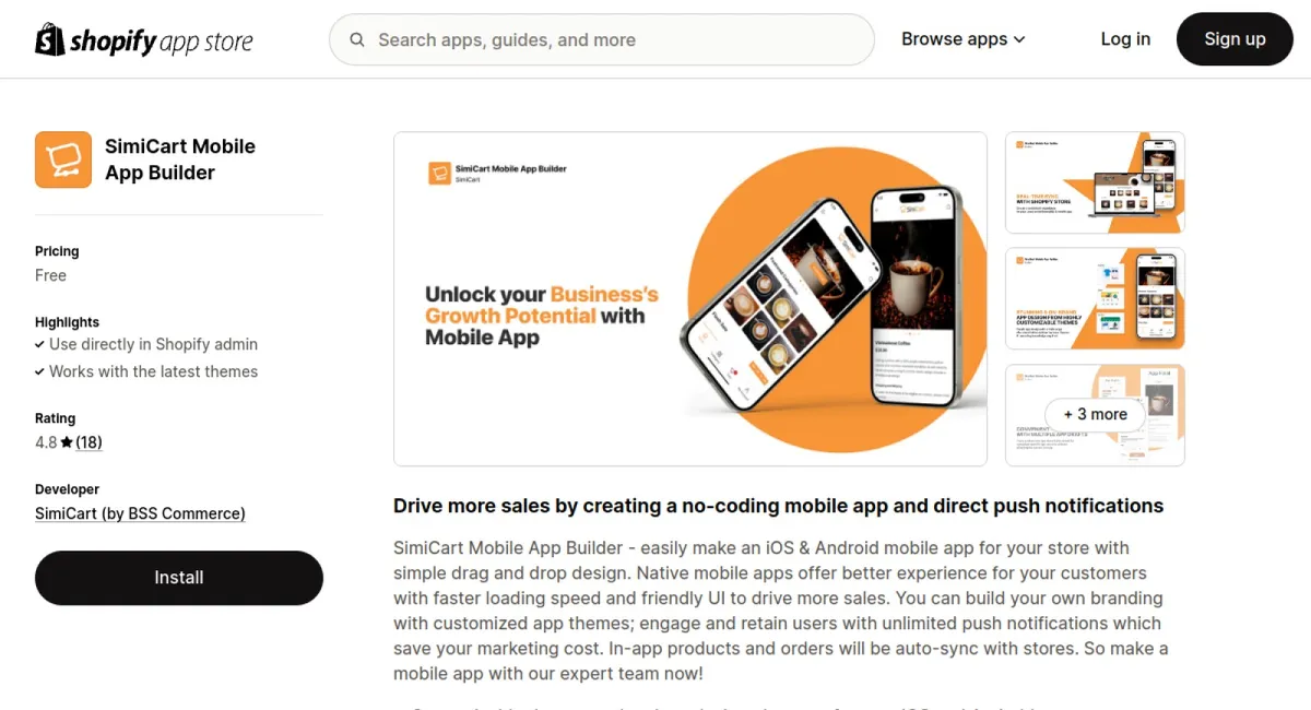 SimiCart Mobile App Builder cover