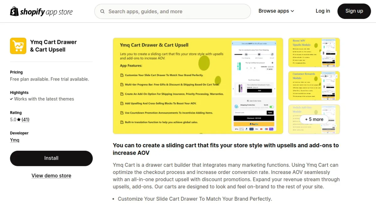 Ymq Cart Drawer &amp; Cart Upsell cover