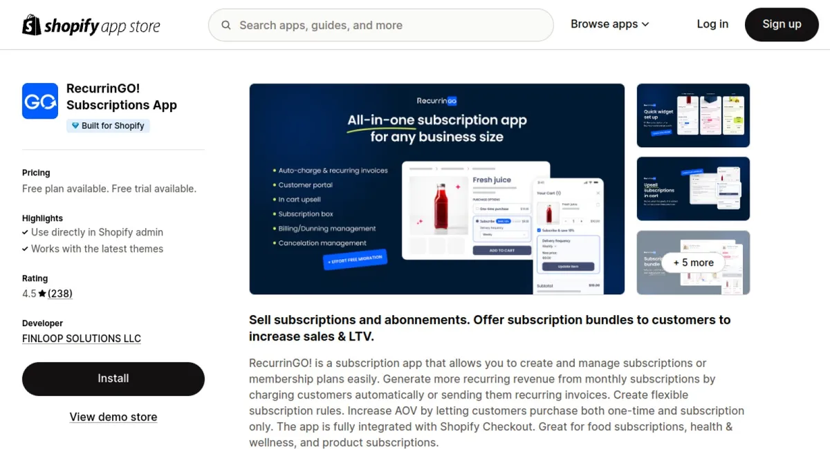 RecurrinGO! Subscriptions App cover