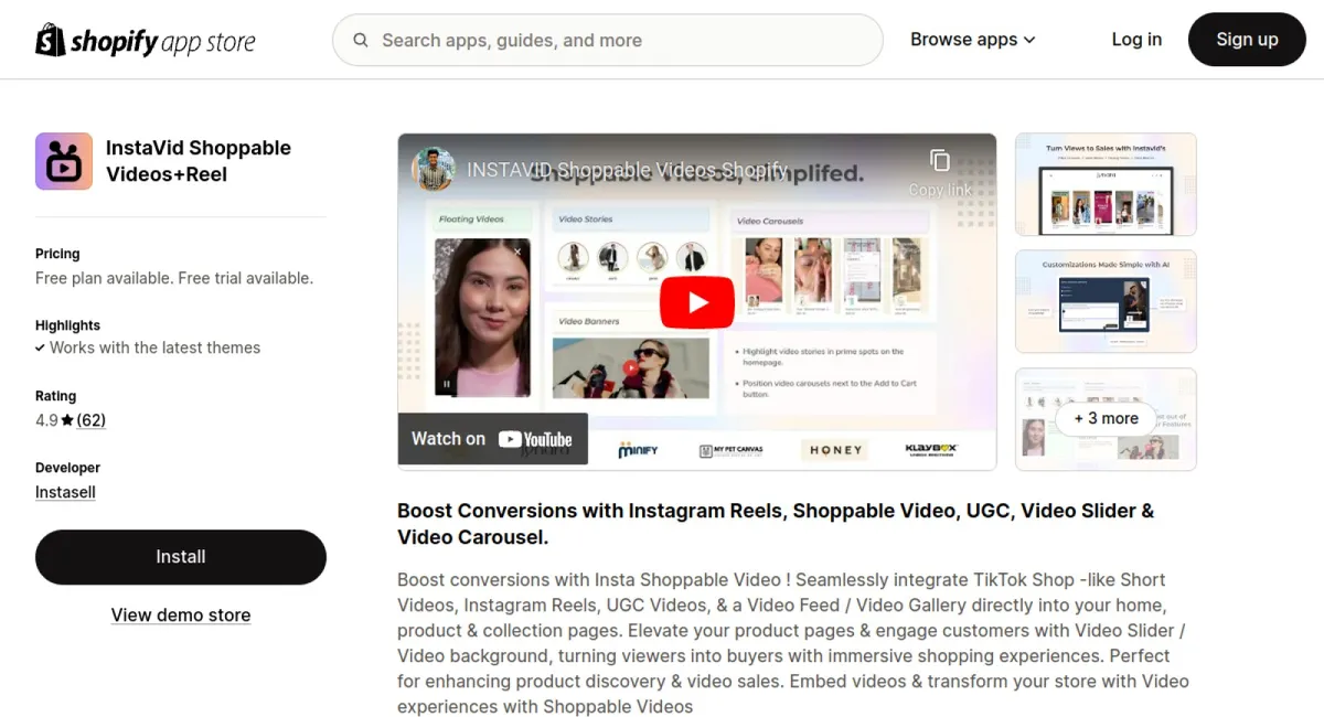 InstaVid Shoppable Videos+Reel cover