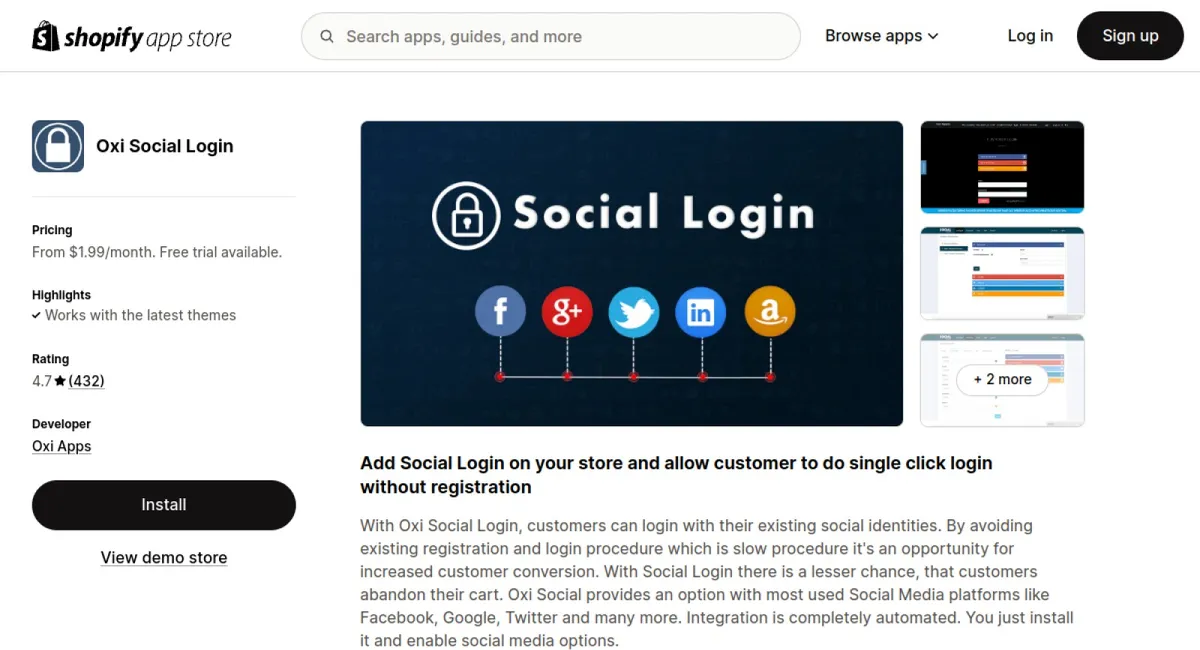 Oxi Social Login cover