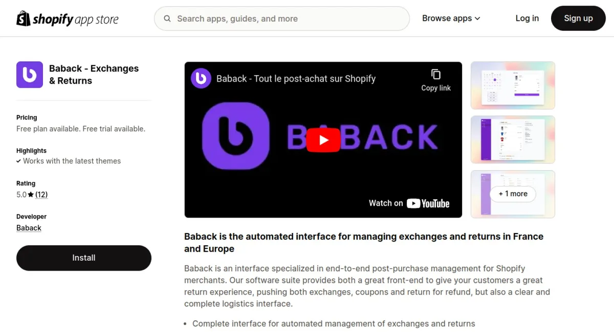 Baback ‑ Exchanges &amp; Returns cover