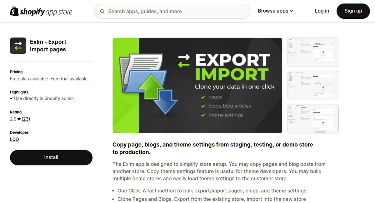 ExIm ‑ Export Import pages cover