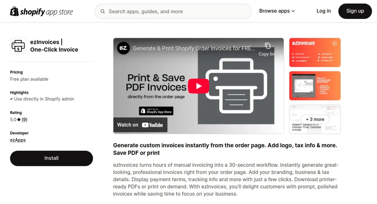 ezInvoices | One‑Click Invoice cover