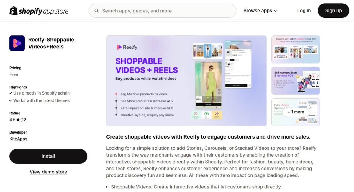 Reelfy‑ Shoppable Videos Reels cover