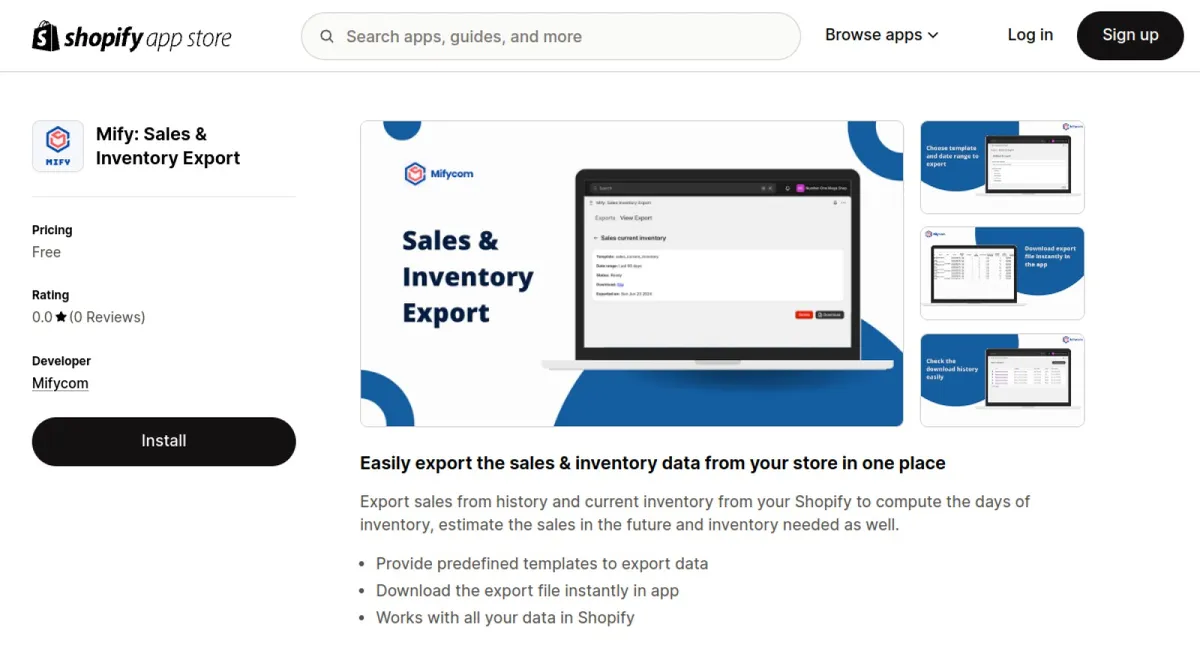 Mify: Sales &amp; Inventory Export cover