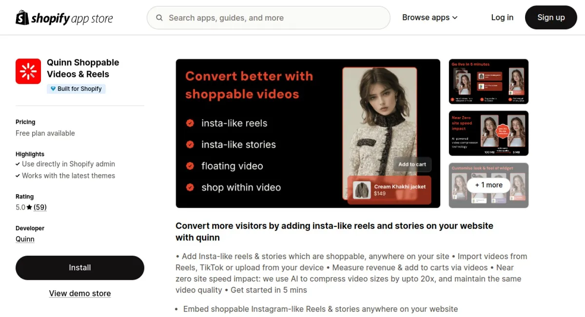 Quinn Shoppable Videos &amp; Reels cover