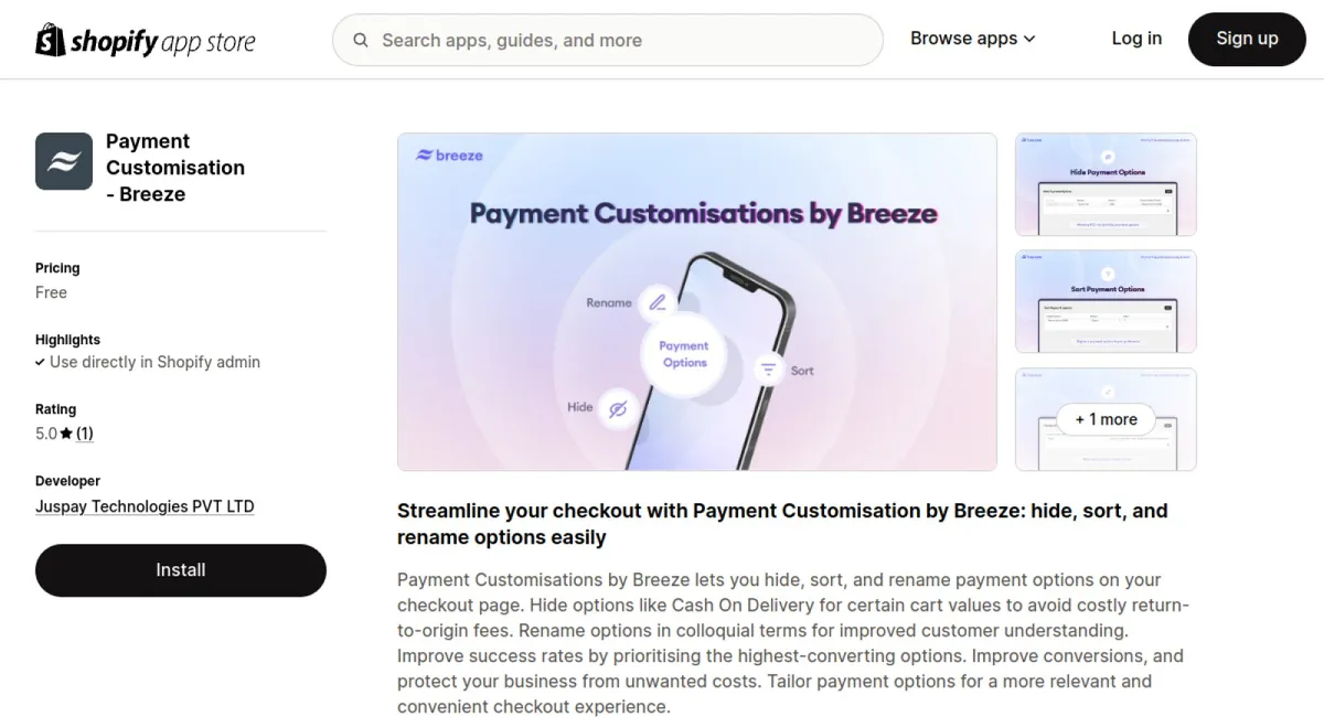 Payment Customisation ‑ Breeze cover
