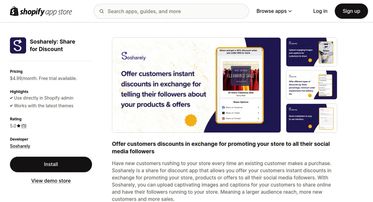 Sosharely: Share for Discount cover