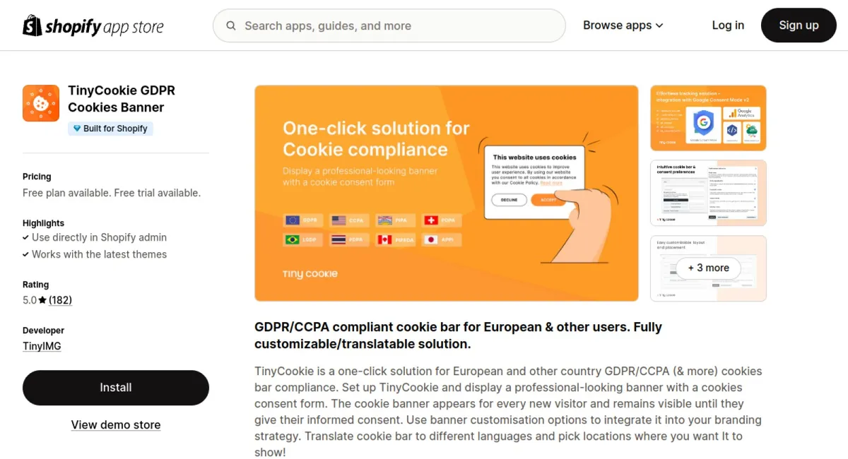 TinyCookie: GDPR Cookies Bar cover