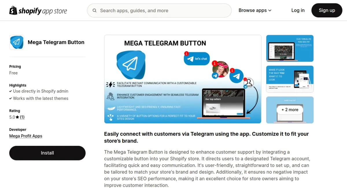 Mega Telegram Button cover