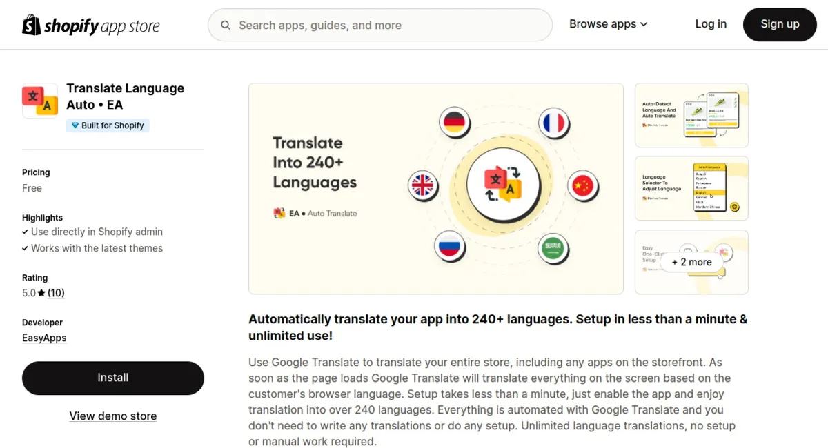 Translate Language Auto • EA cover