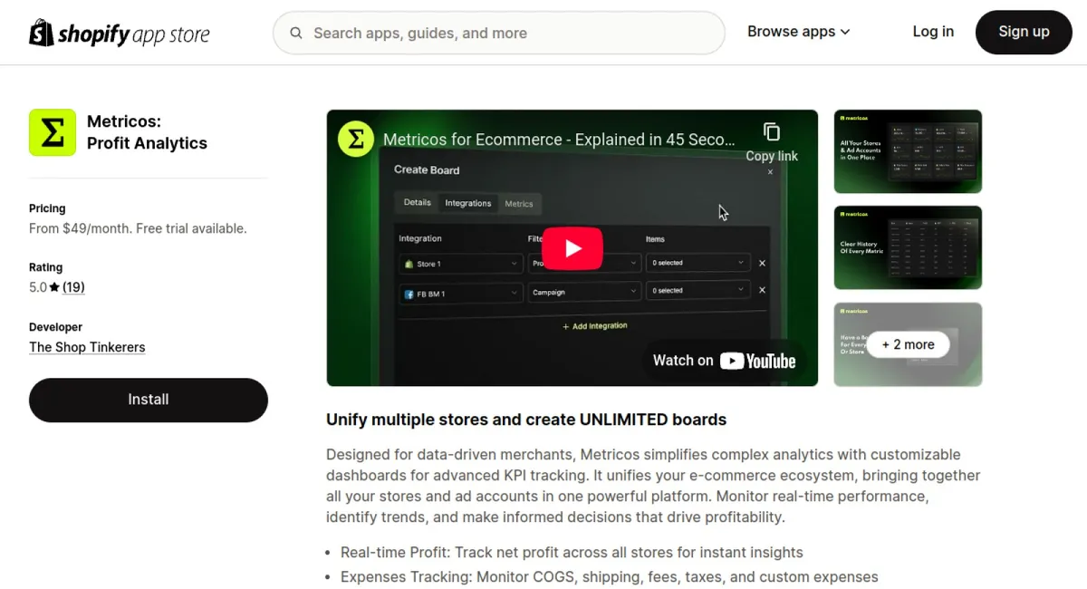 Metricos: Profit Analytics cover