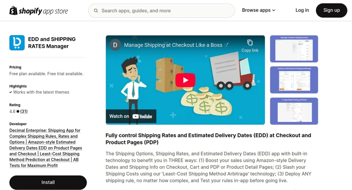EDD and SHIPPING RATES Manager cover