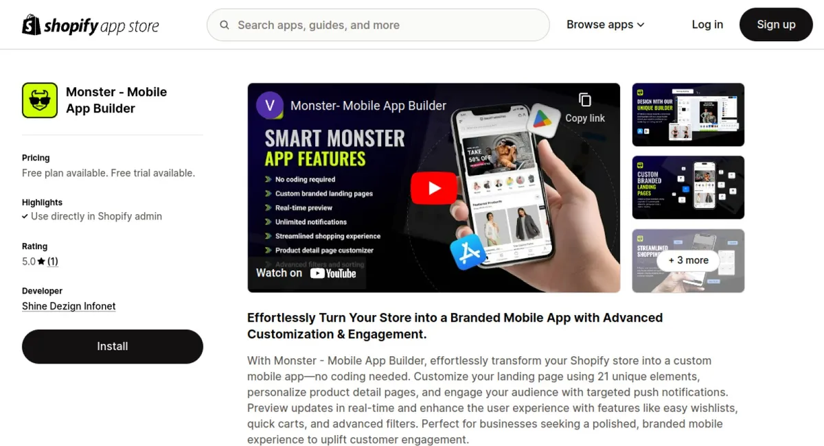 Monster ‑ Mobile App Builder cover