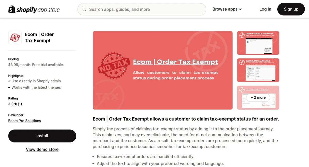 Ecom | Order Tax Exempt cover