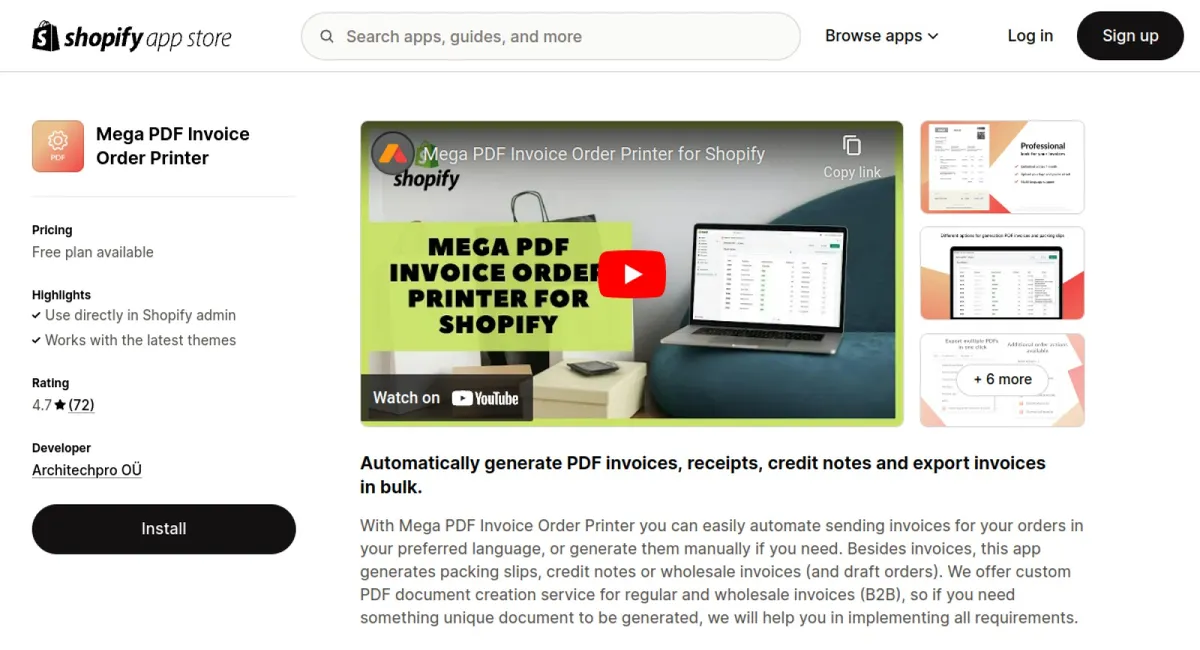 Mega PDF Invoice Order Printer cover