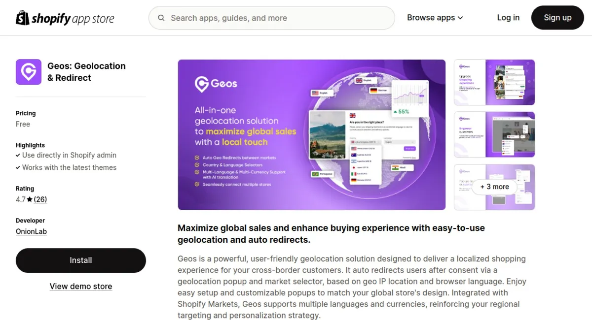 Geos: Geolocation &amp; Redirect cover