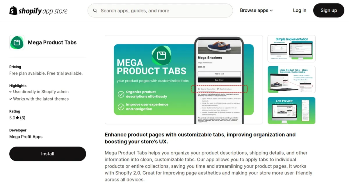 Mega Product Tabs cover