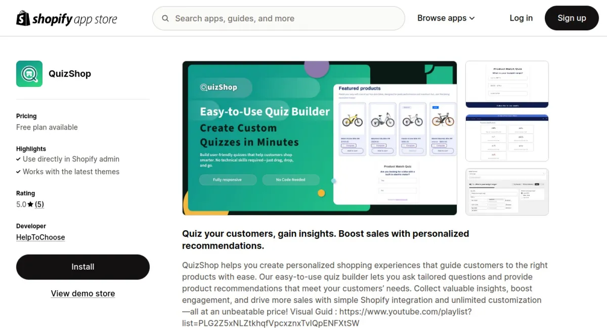 QuizShop ‑ Recommender Quiz cover