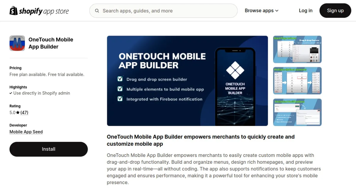 OneTouch Mobile App Builder cover