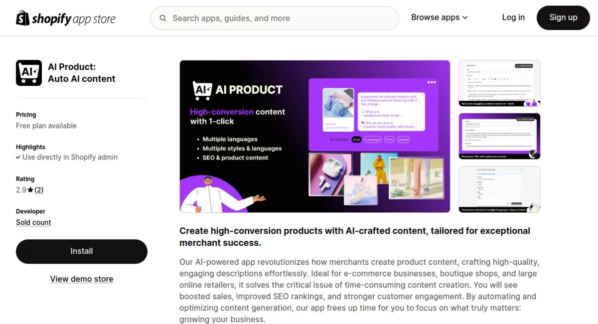 AI Product: Auto AI content cover